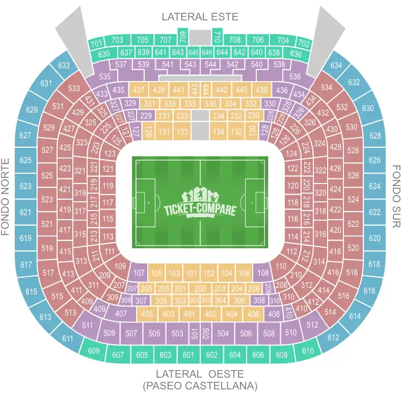 Plano de asientos de Estadio Santiago Bernabéu