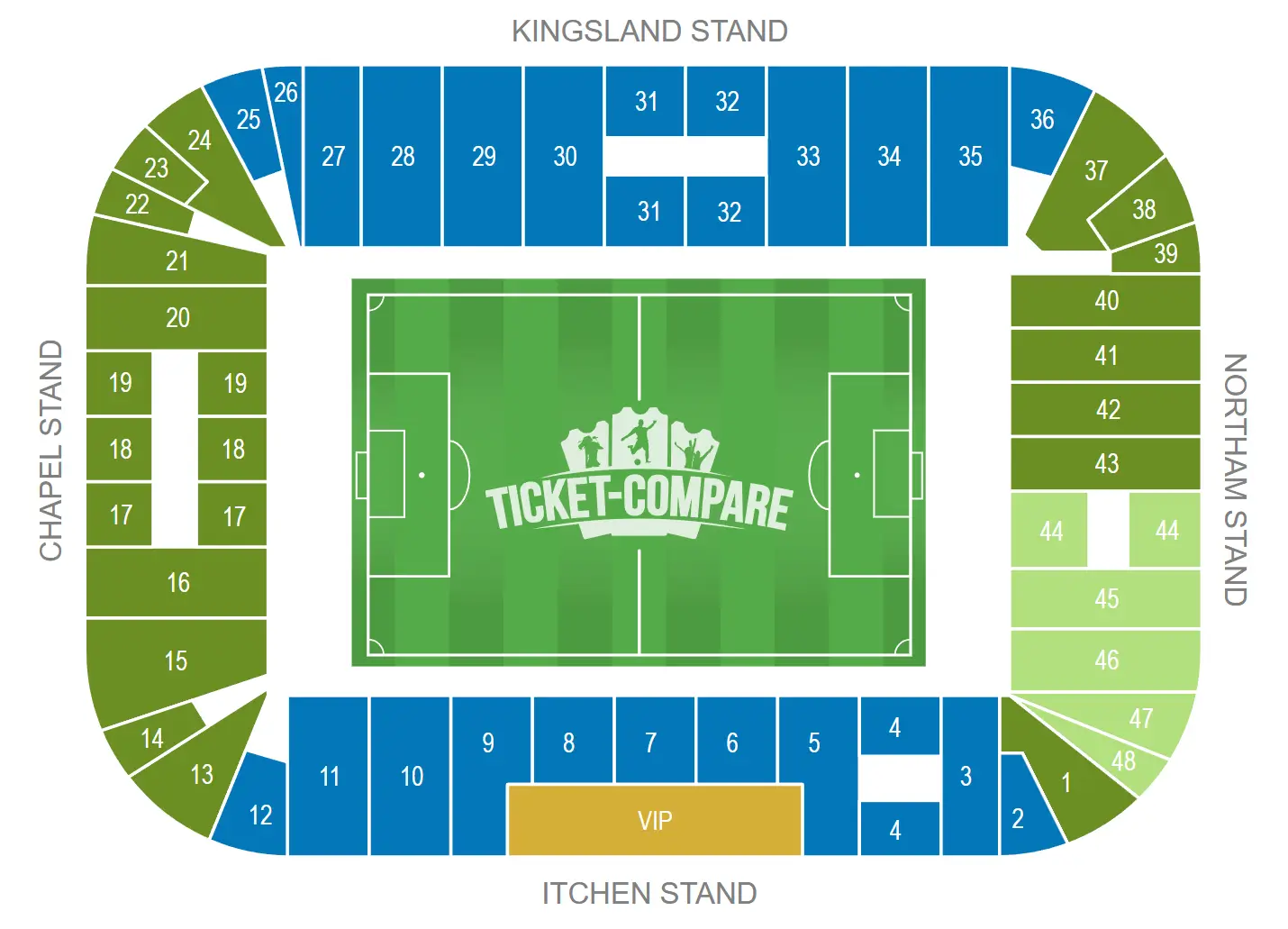 Plano de asientos de Estada de St. Mary's