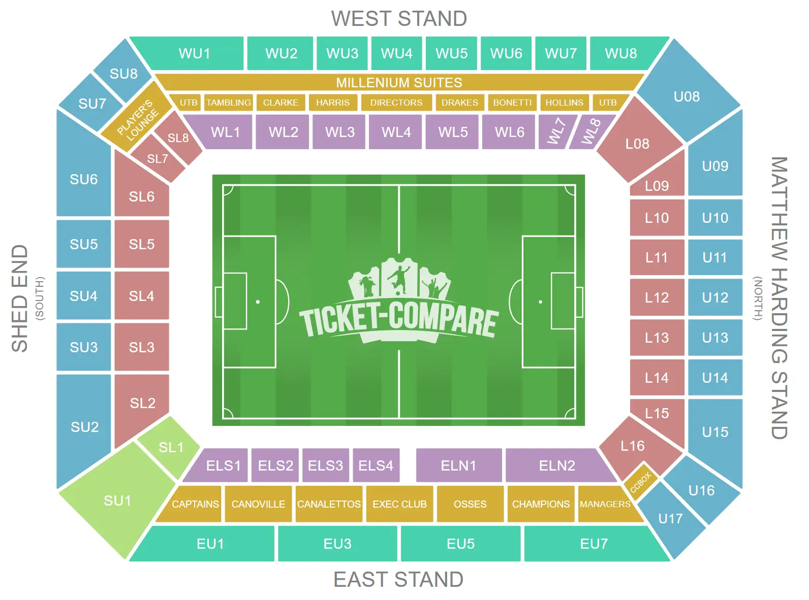 Plano de asientos de Stamford Bridge