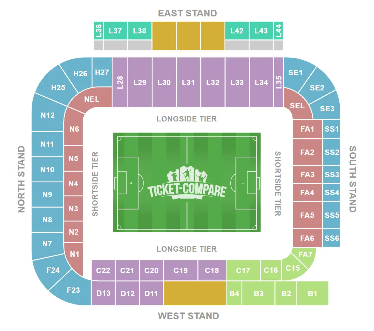 Plano de asientos de Elland Road