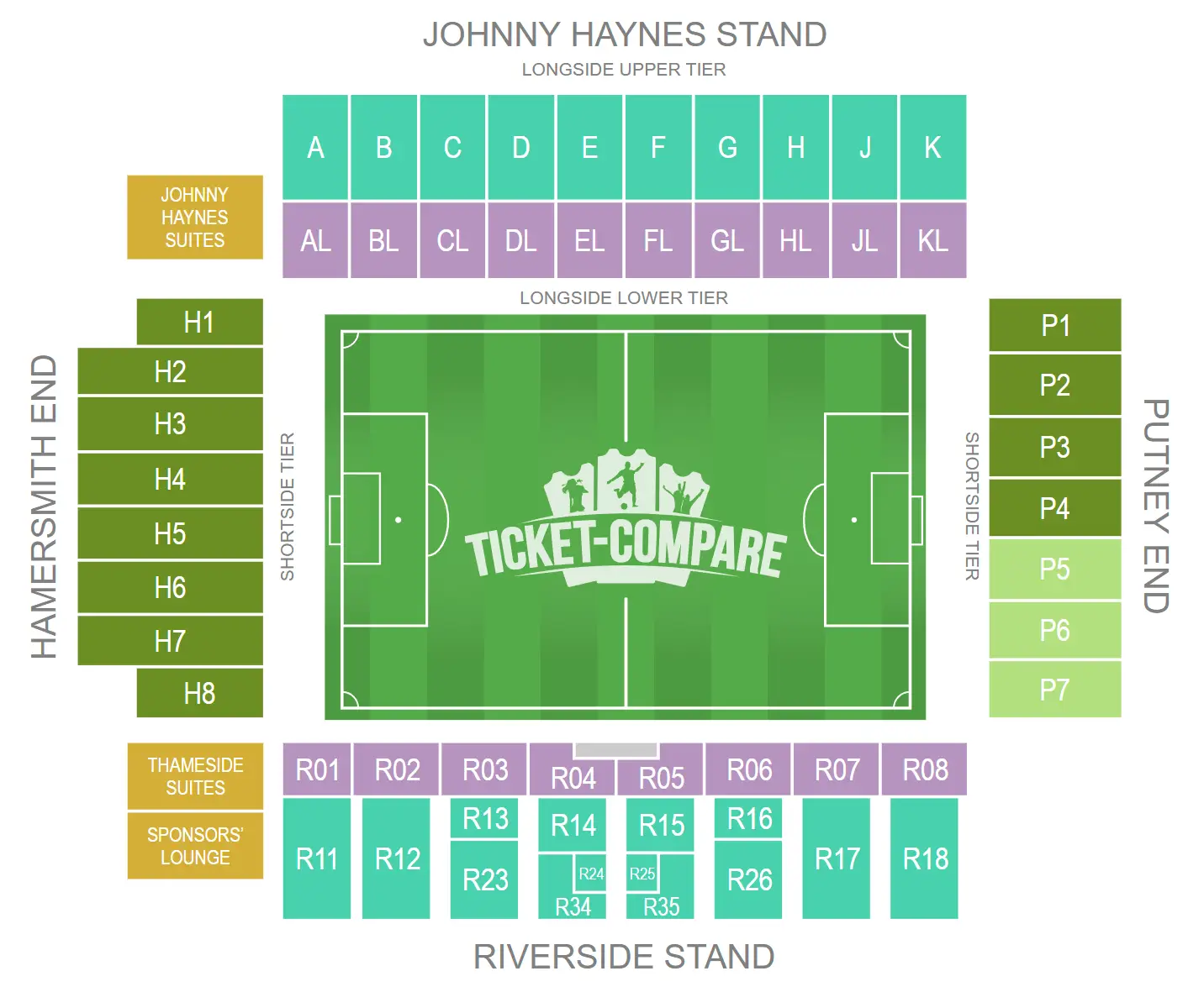 Plano de asientos de Craven Cottage