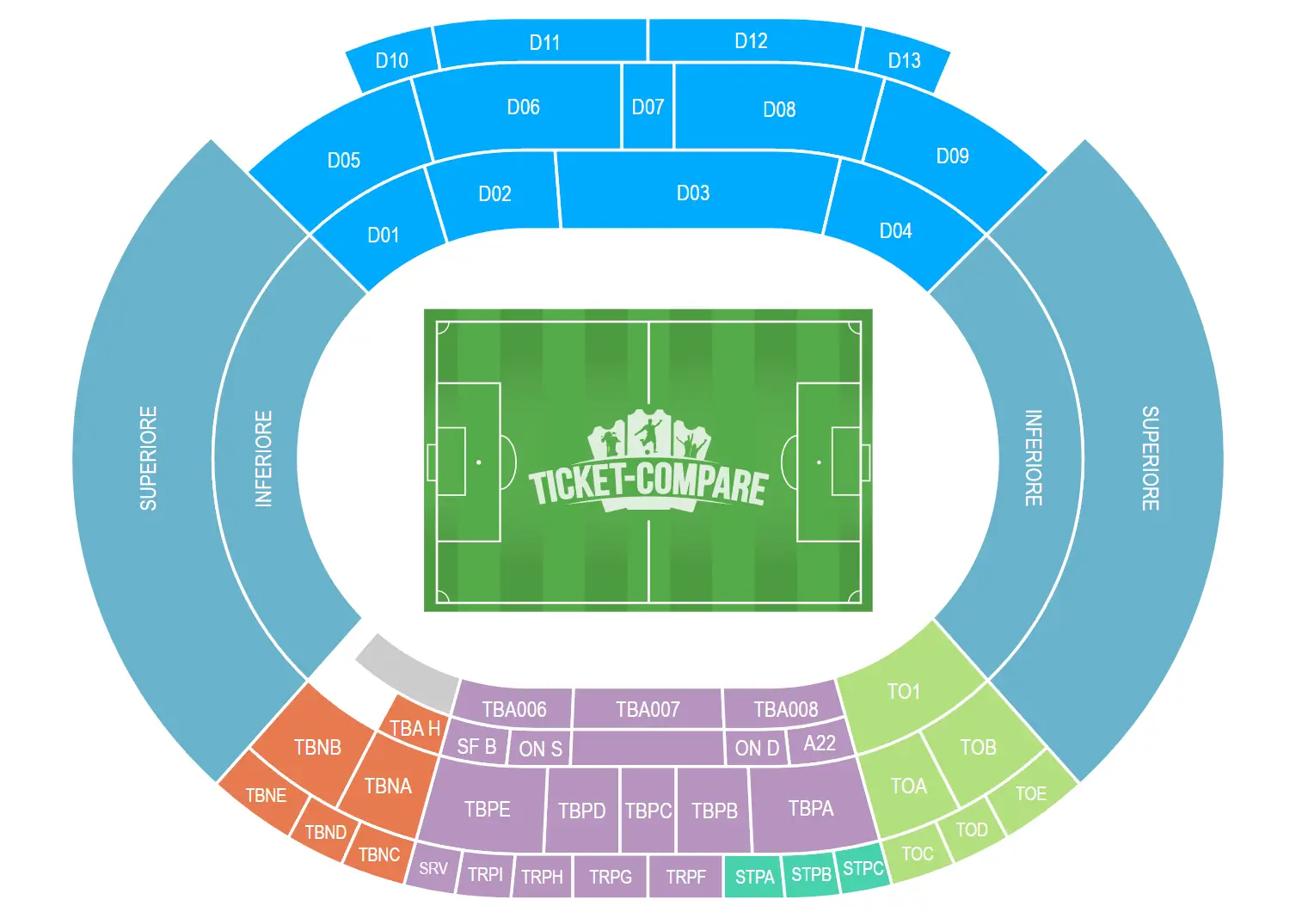 Plano de asientos de Stadio Diego Armando Maradona