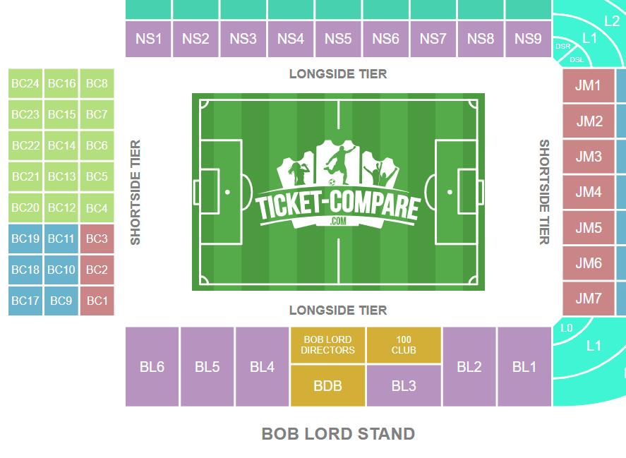 Plano de asientos de Turf Moor