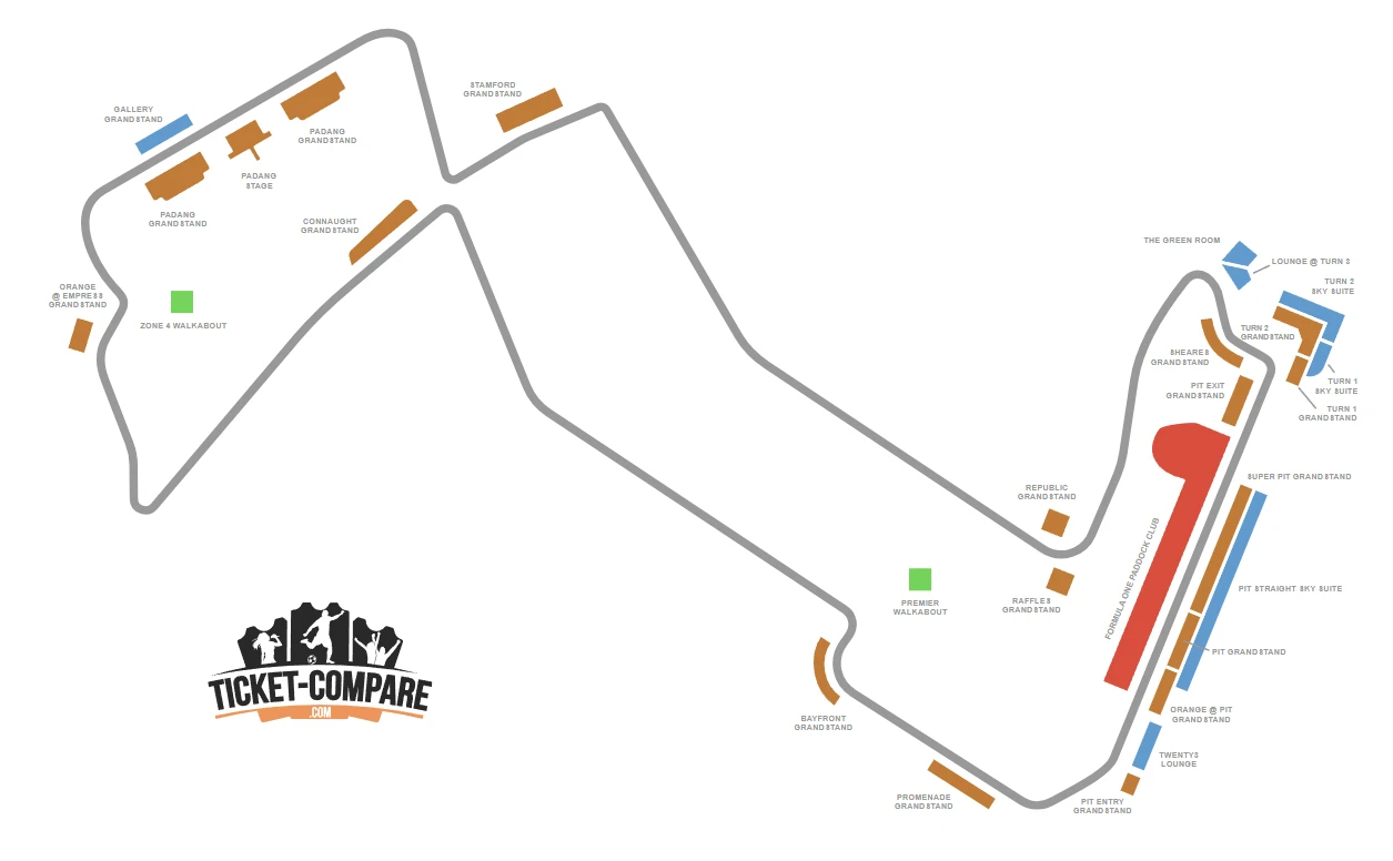 Plano de tribunas Marina Bay Street Circuit