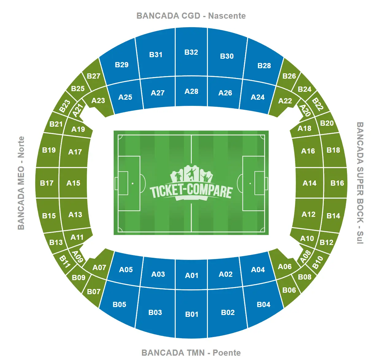 Plano de asientos de Estádio José Alvalade