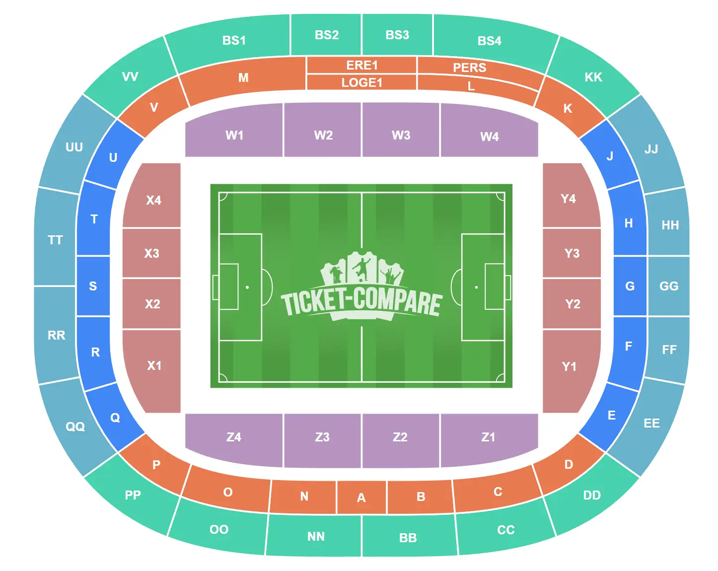Plano de asientos de Feijenoord Stadion