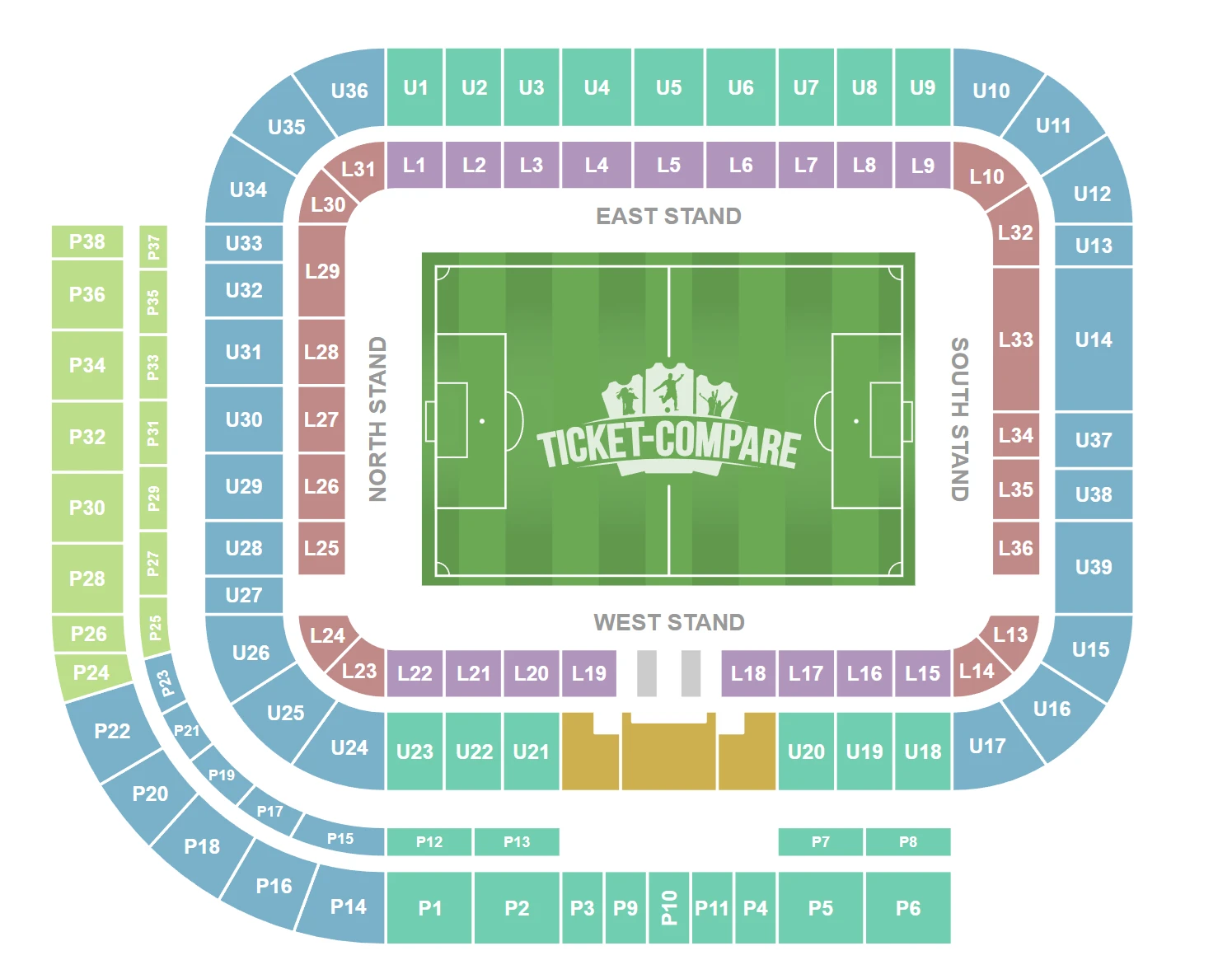 Plano de asientos de Stadium of Light