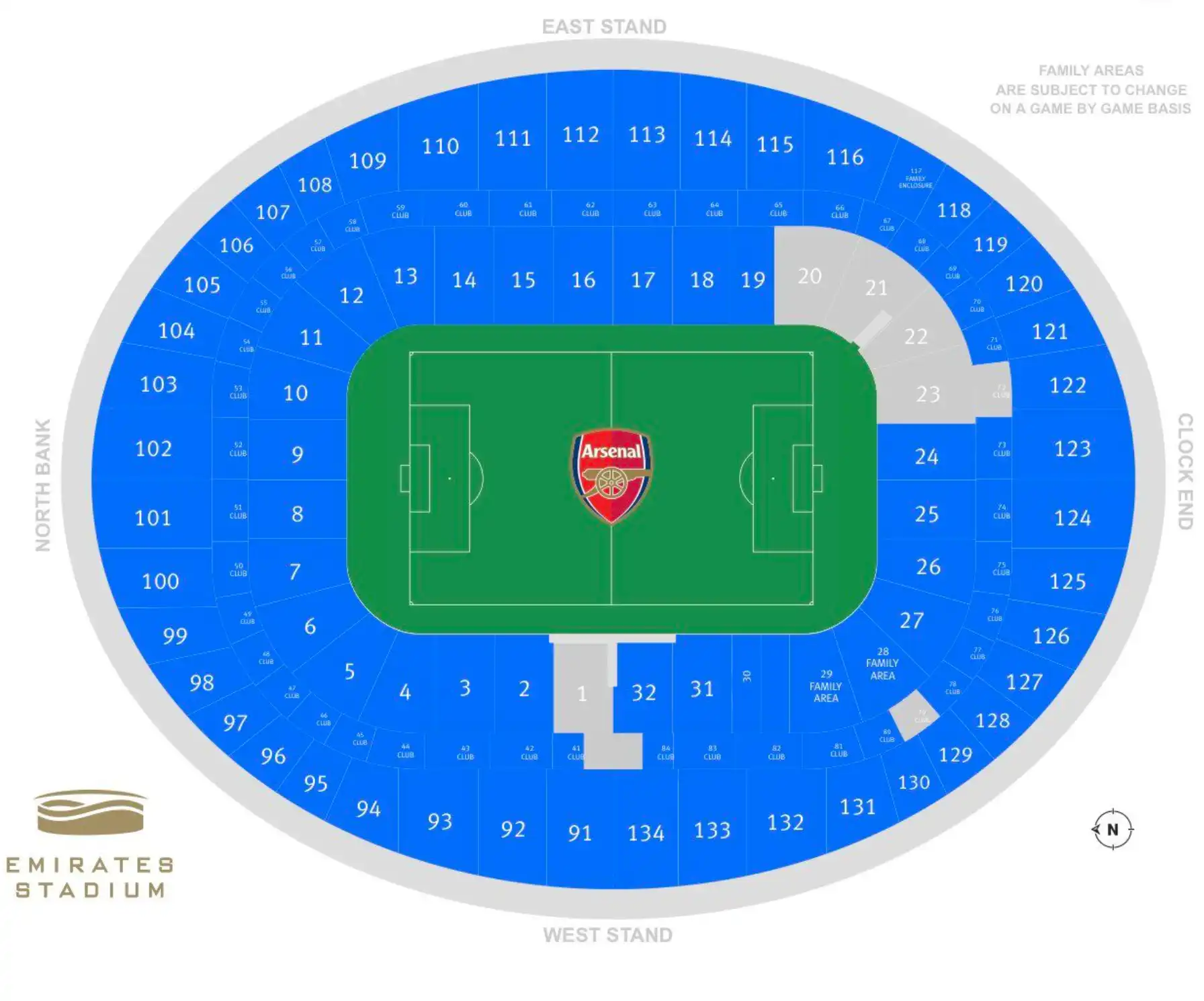plano asientos Emirates Stadium