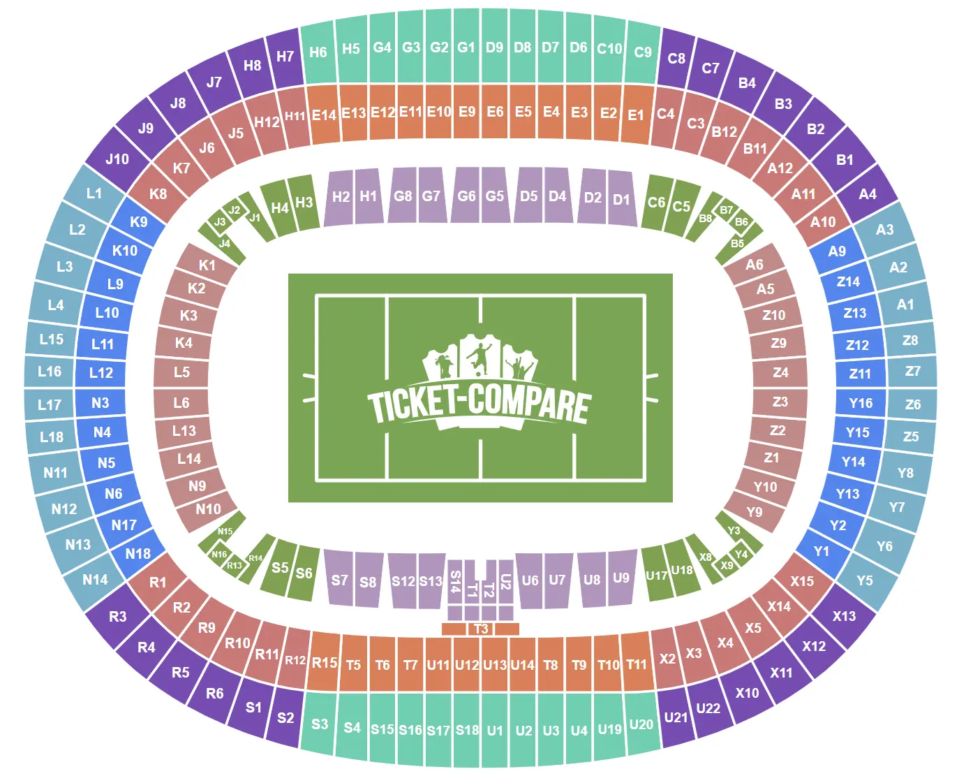 Plano de asientos de Stade de France