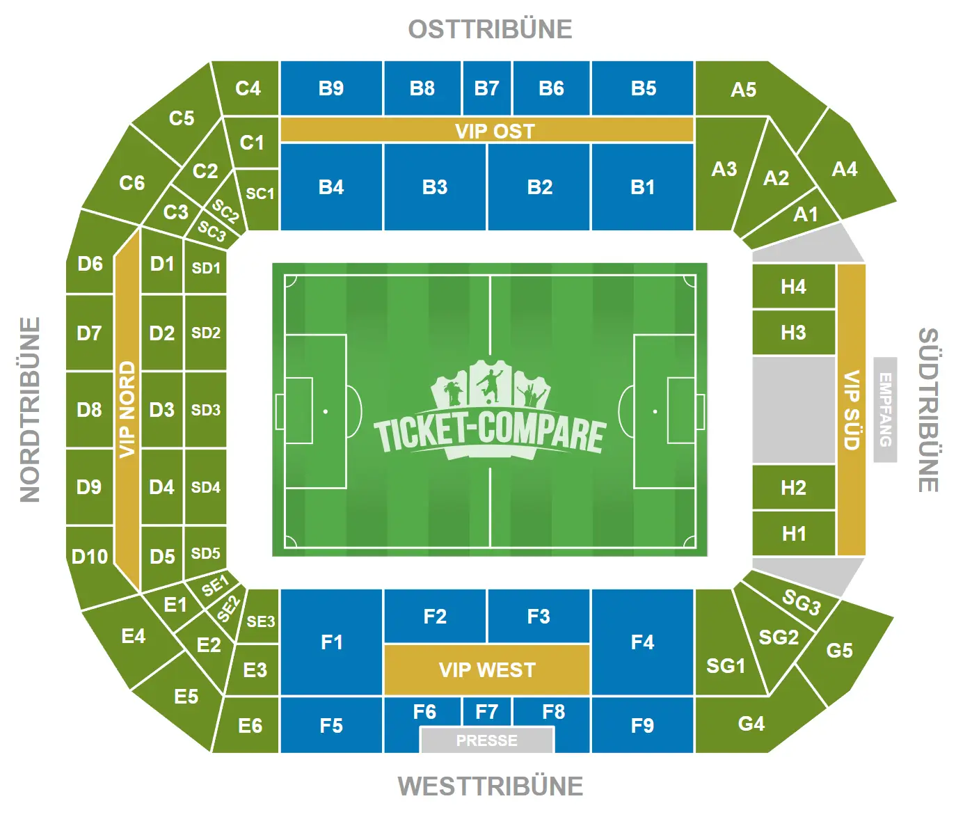 Plano de asientos de BayArena