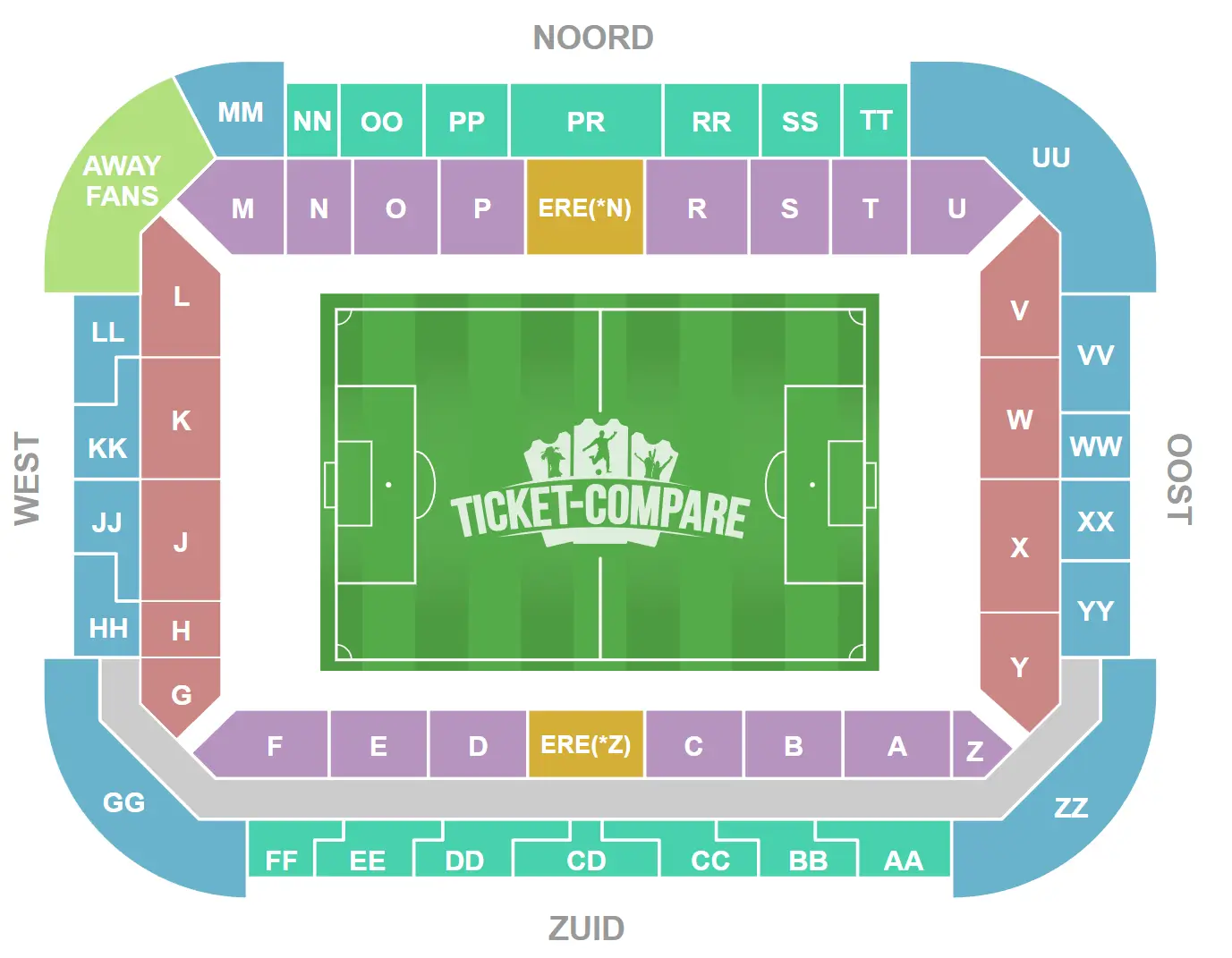 Plano de asientos de Philips Stadion