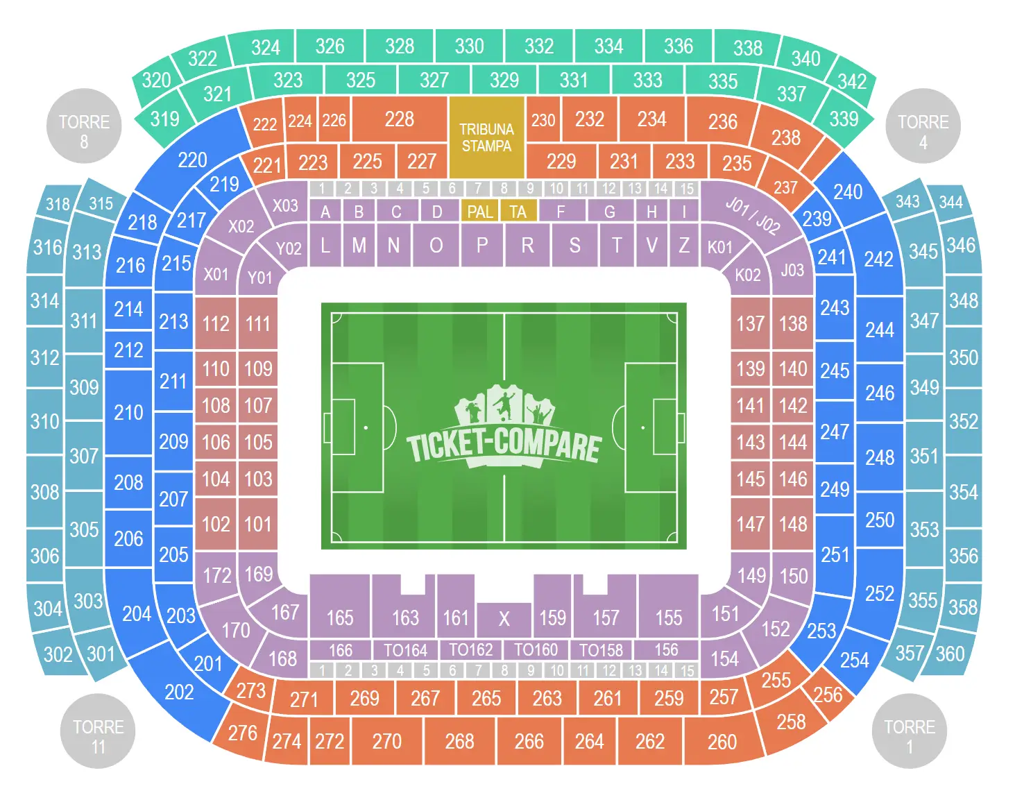 Plano de asientos de Stadio San Siro