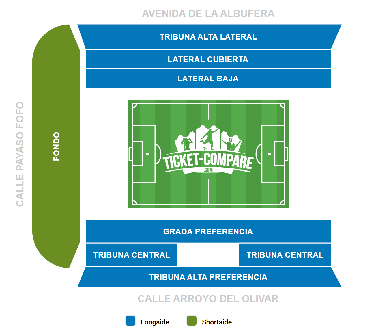 Plano de asientos de Estadio de Vallecas
