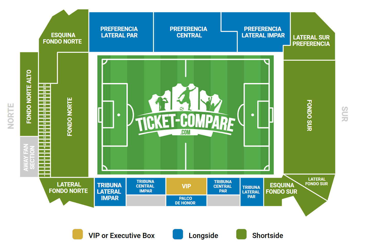 Plano de asientos de Estadio de la Cerámica