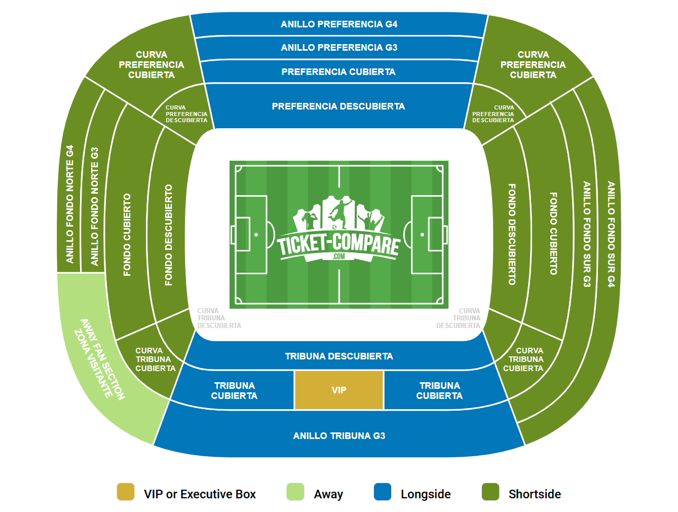 Plano de asientos de Estadio Martinez Valero
