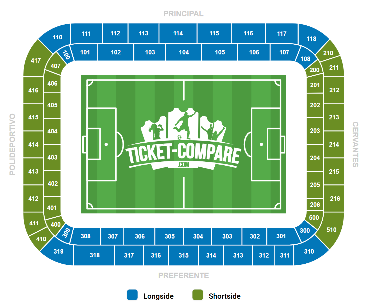 Plano de asientos de Estadio de Mendizorroza