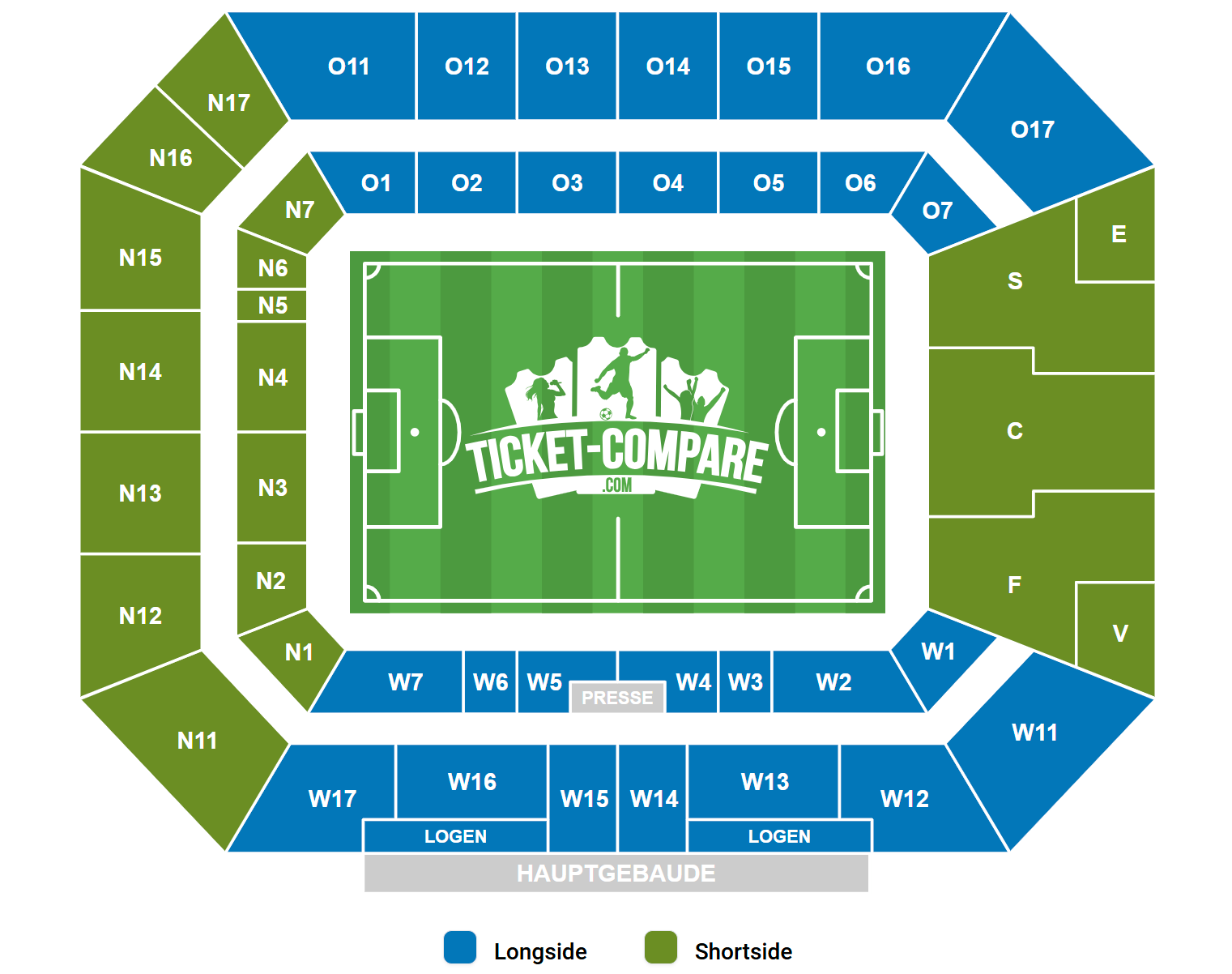 Plano de asientos de Europa-Park Stadion
