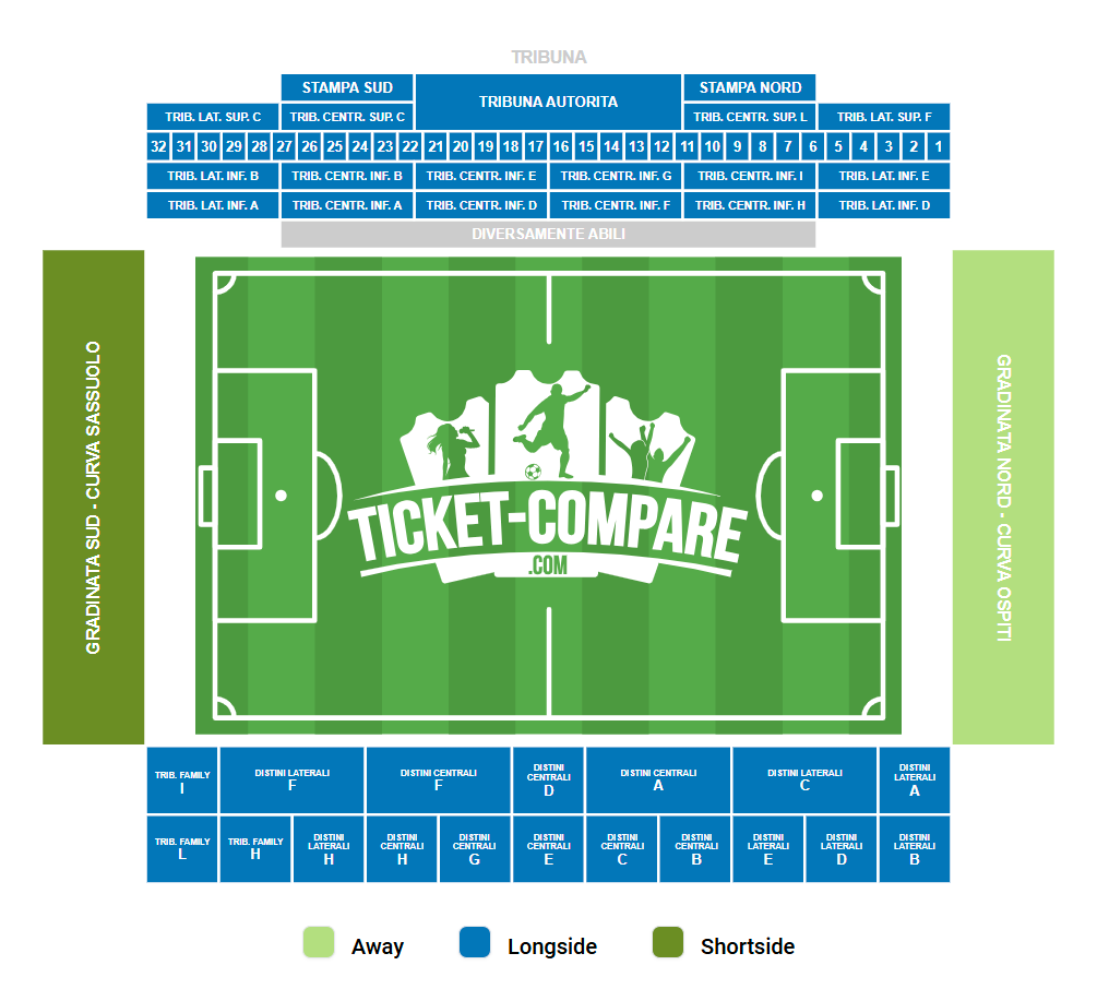 Plano de asientos de MAPEI Stadium - Città del Tricolore
