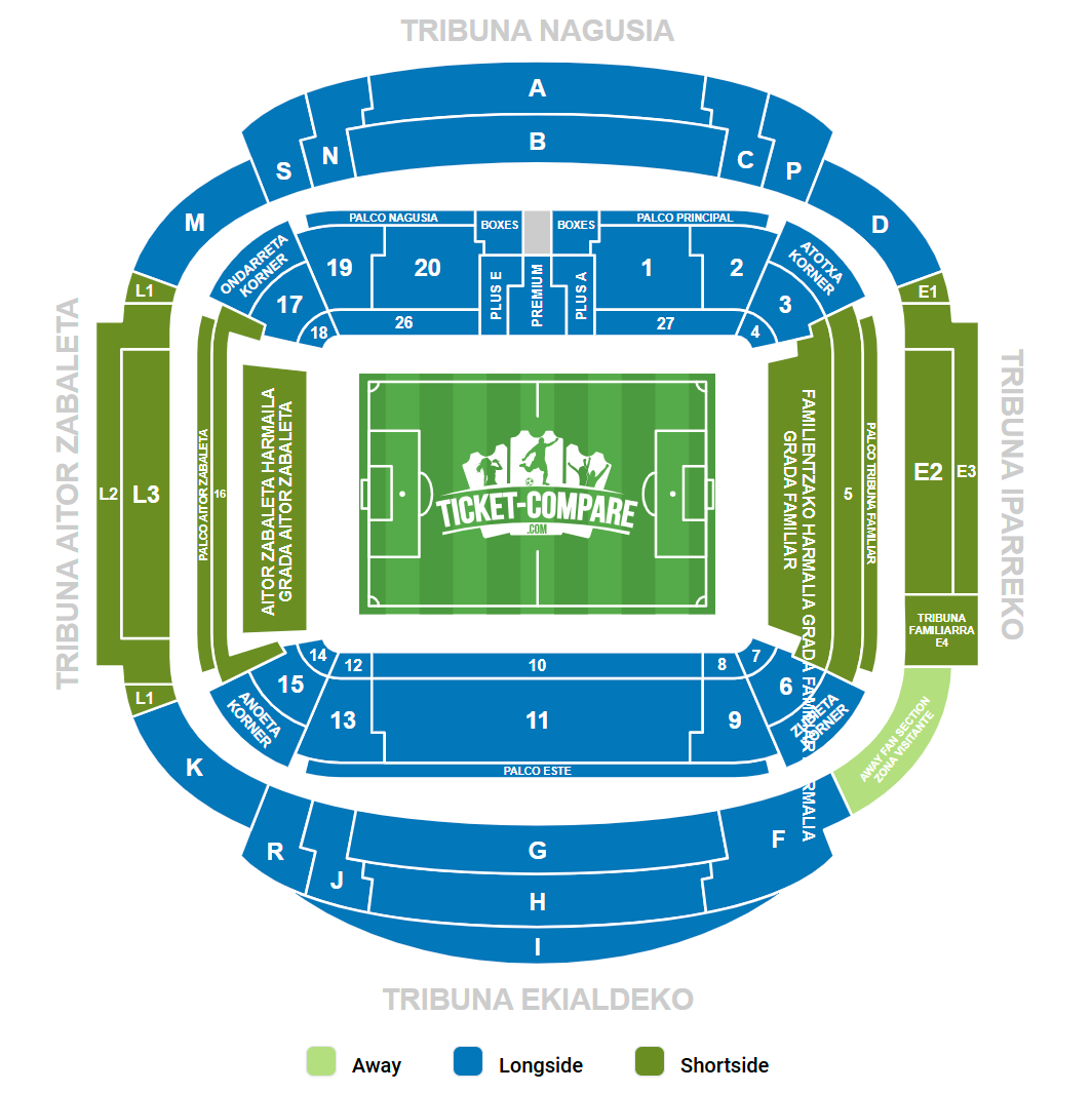 Plano de asientos de Reale Arena
