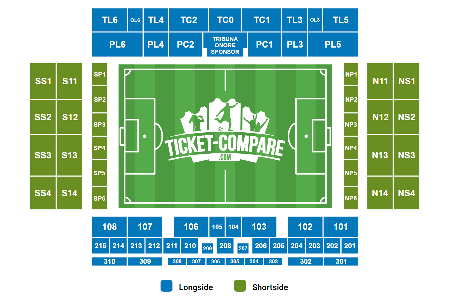 Plano de asientos de Estadio Cornellà-El Prat