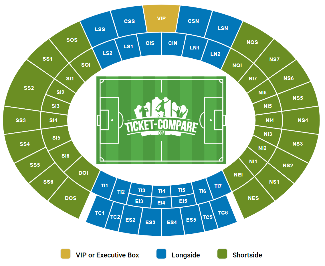 Plano de asientos de Stadio Via Del Mare
