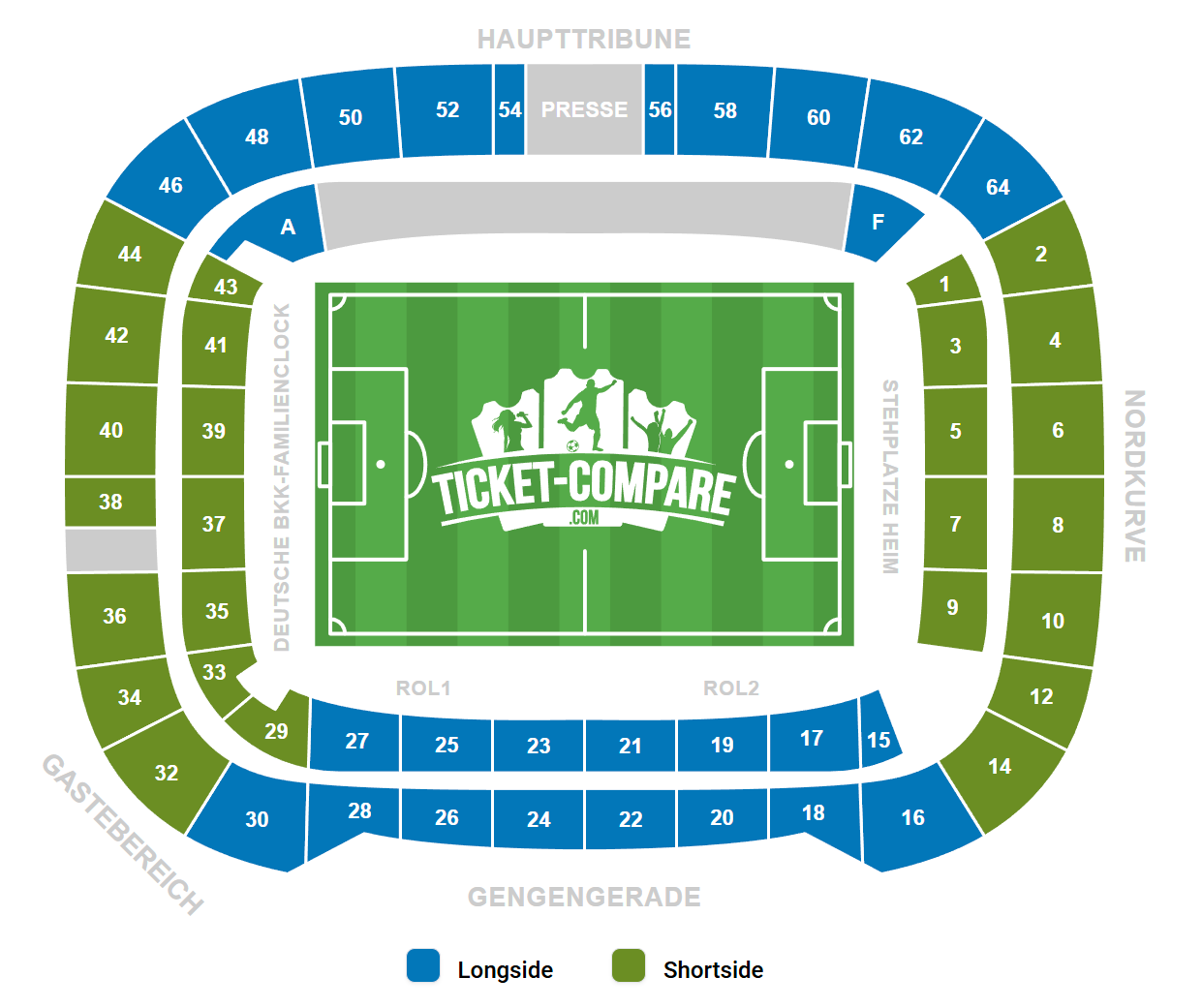 Plano de asientos de Volkswagen Arena