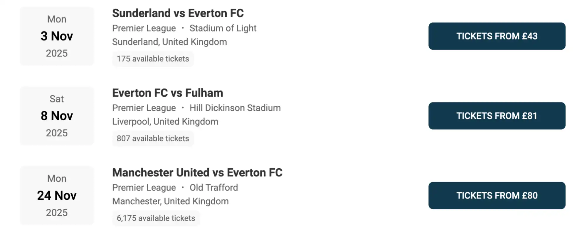 Calendario partidos Everton