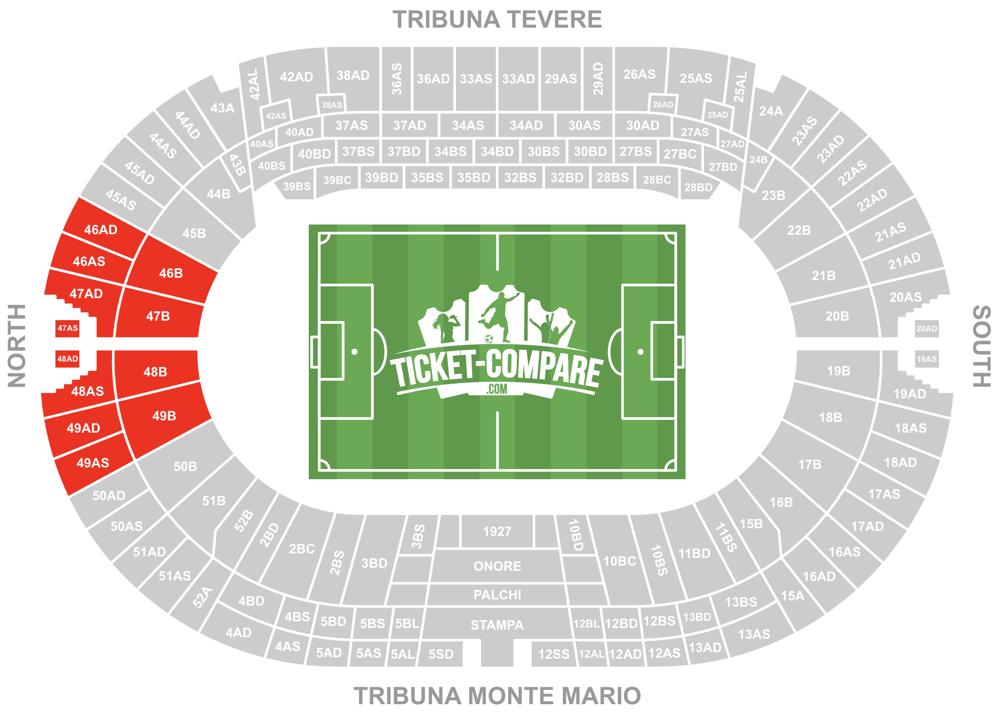 Plano Stadio Olimpico - Curva Nord