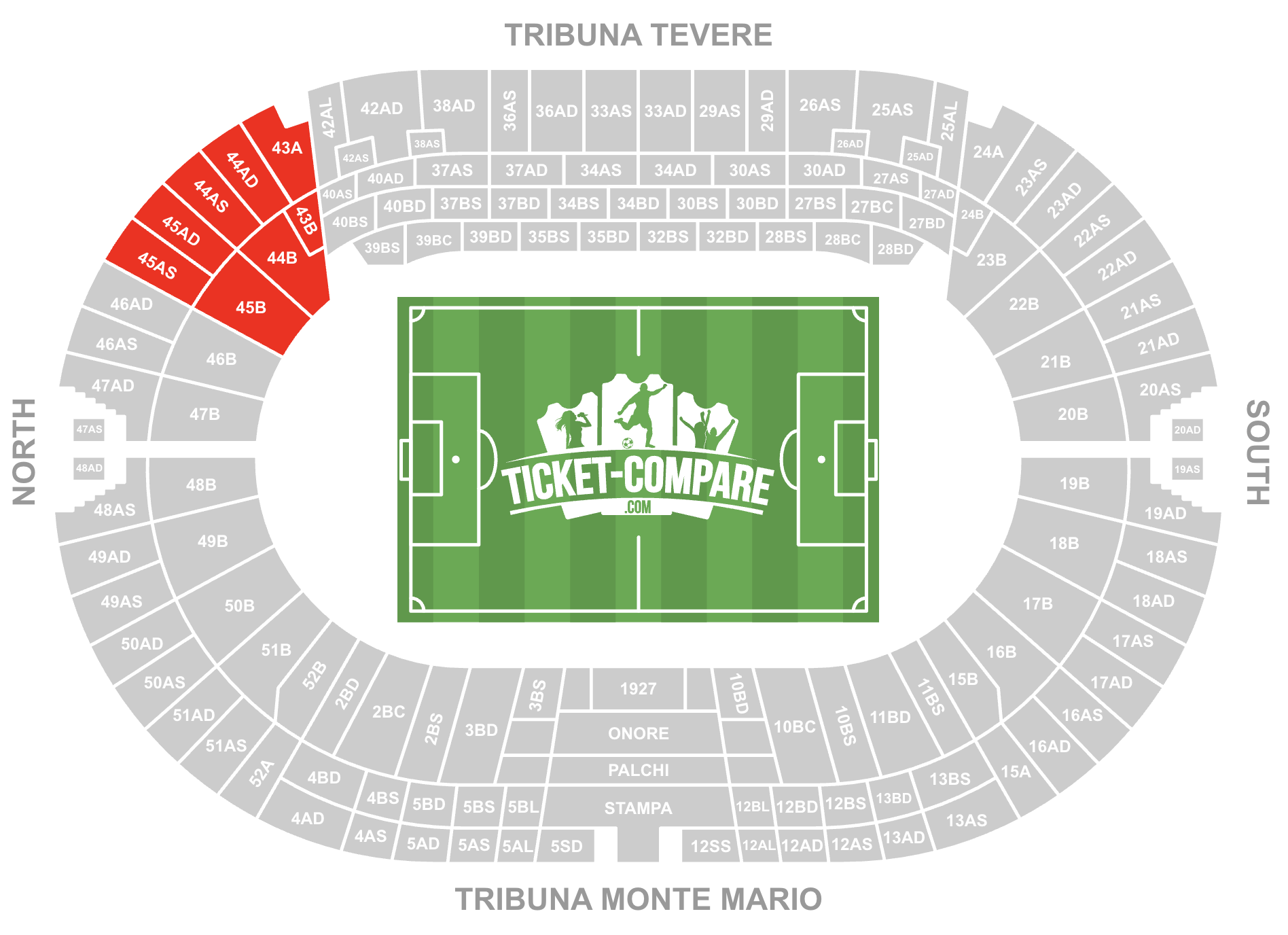 Plano Stadio Olimpico - Distinti Nord Est