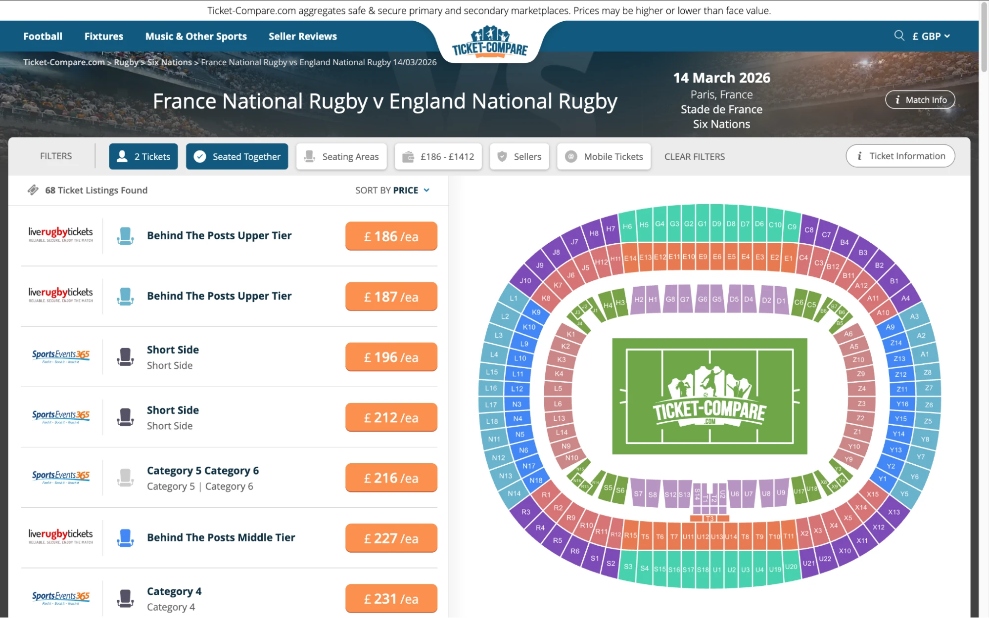 Captura: Entradas Francia Rugby vs Inglaterra