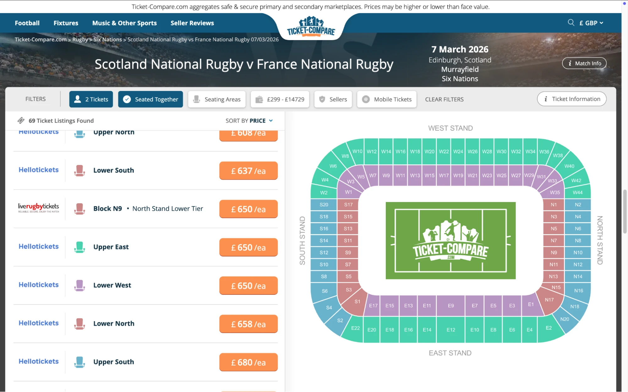 Captura Entradas Escocia Rugby vs Francia Rugby