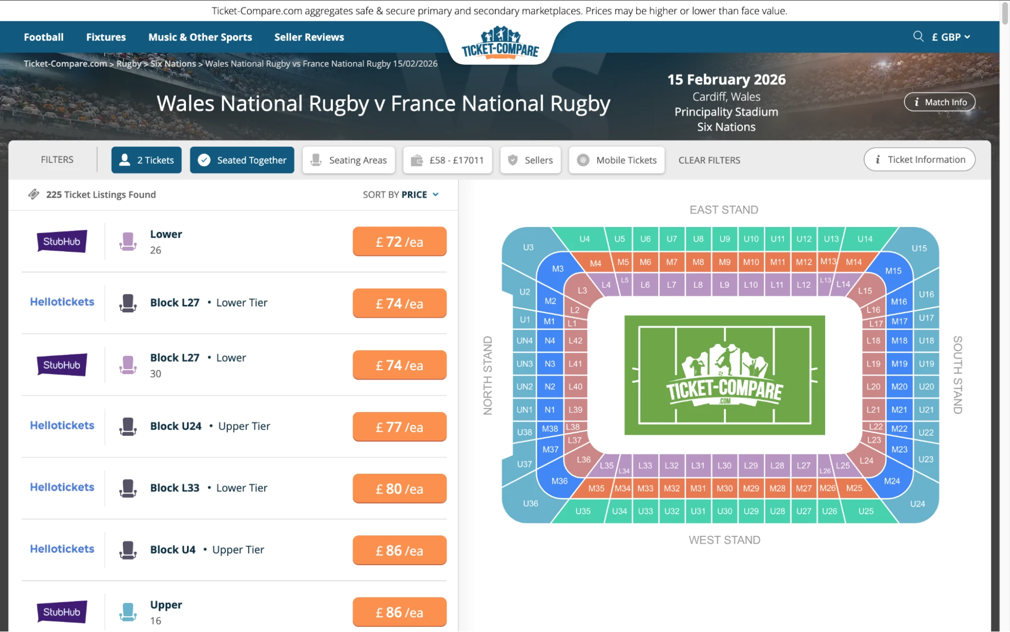 Captura de entradas Gales Rugby vs Francia