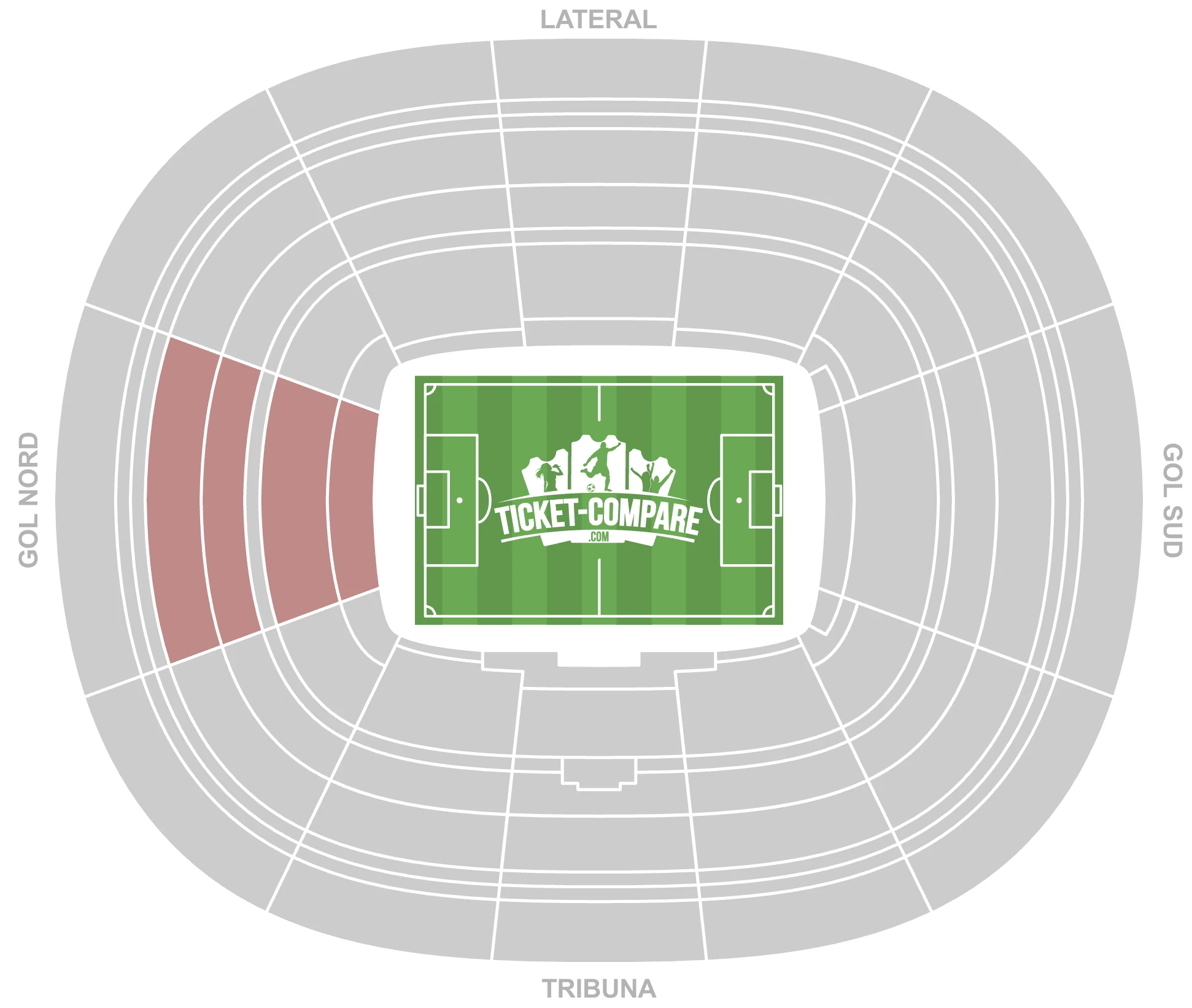 Captura del plano del Camp Nou con Gol Nord resaltado
