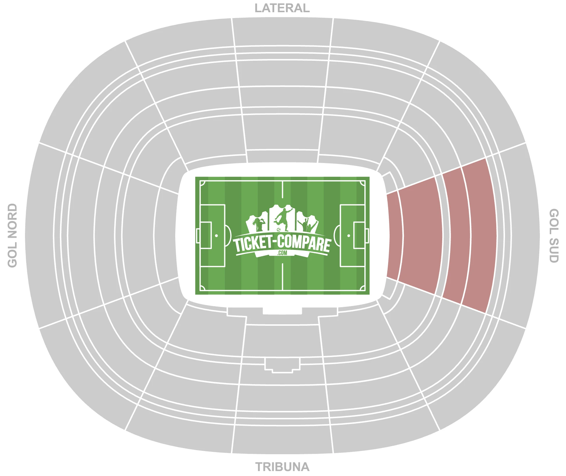 Captura del plano del Camp Nou con Gol Sud resaltado