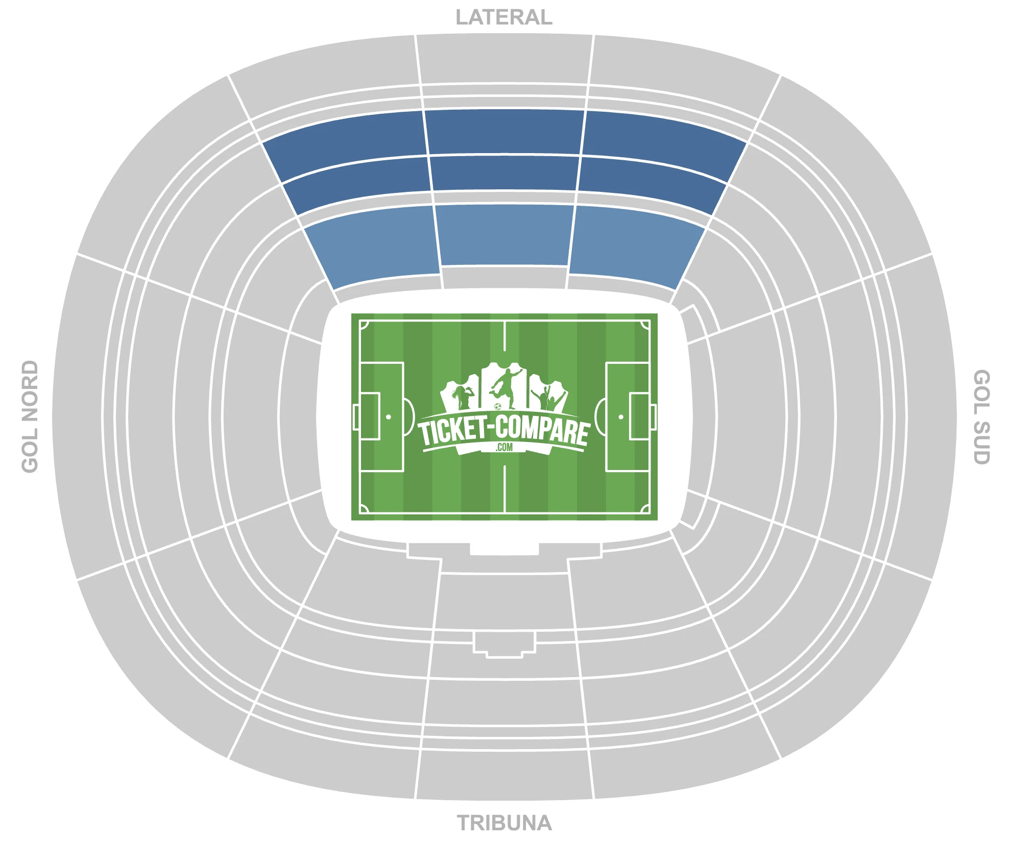 Captura del plano del Camp Nou con Lateral resaltada