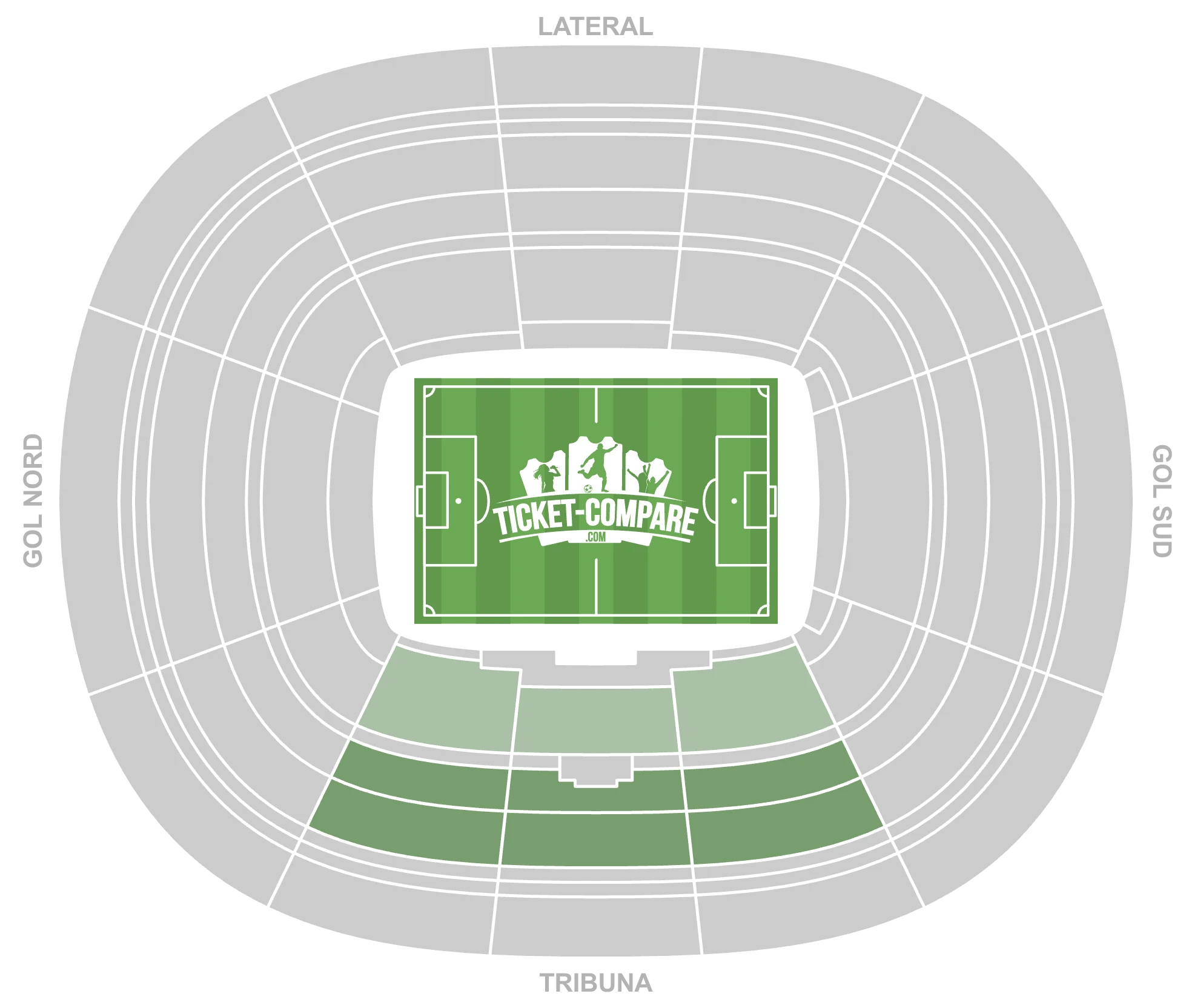 Captura del plano del Camp Nou con Tribuna resaltada