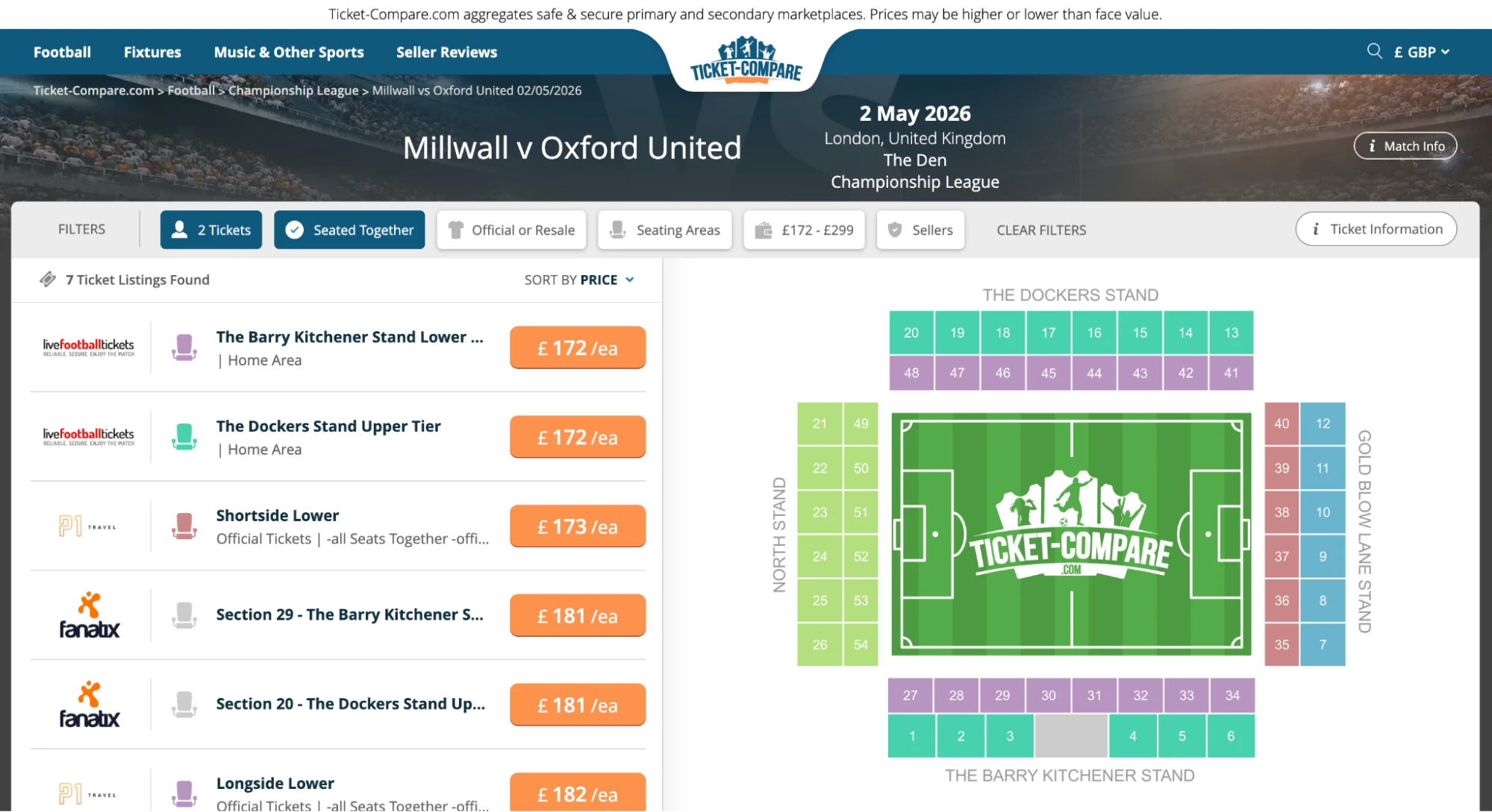 Captura de entradas Millwall v Oxford United