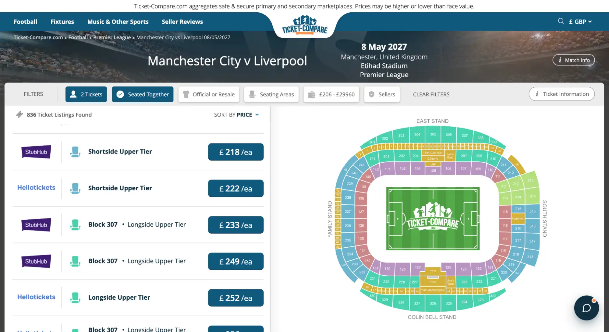 captura entradas Manchester City vs Liverpool