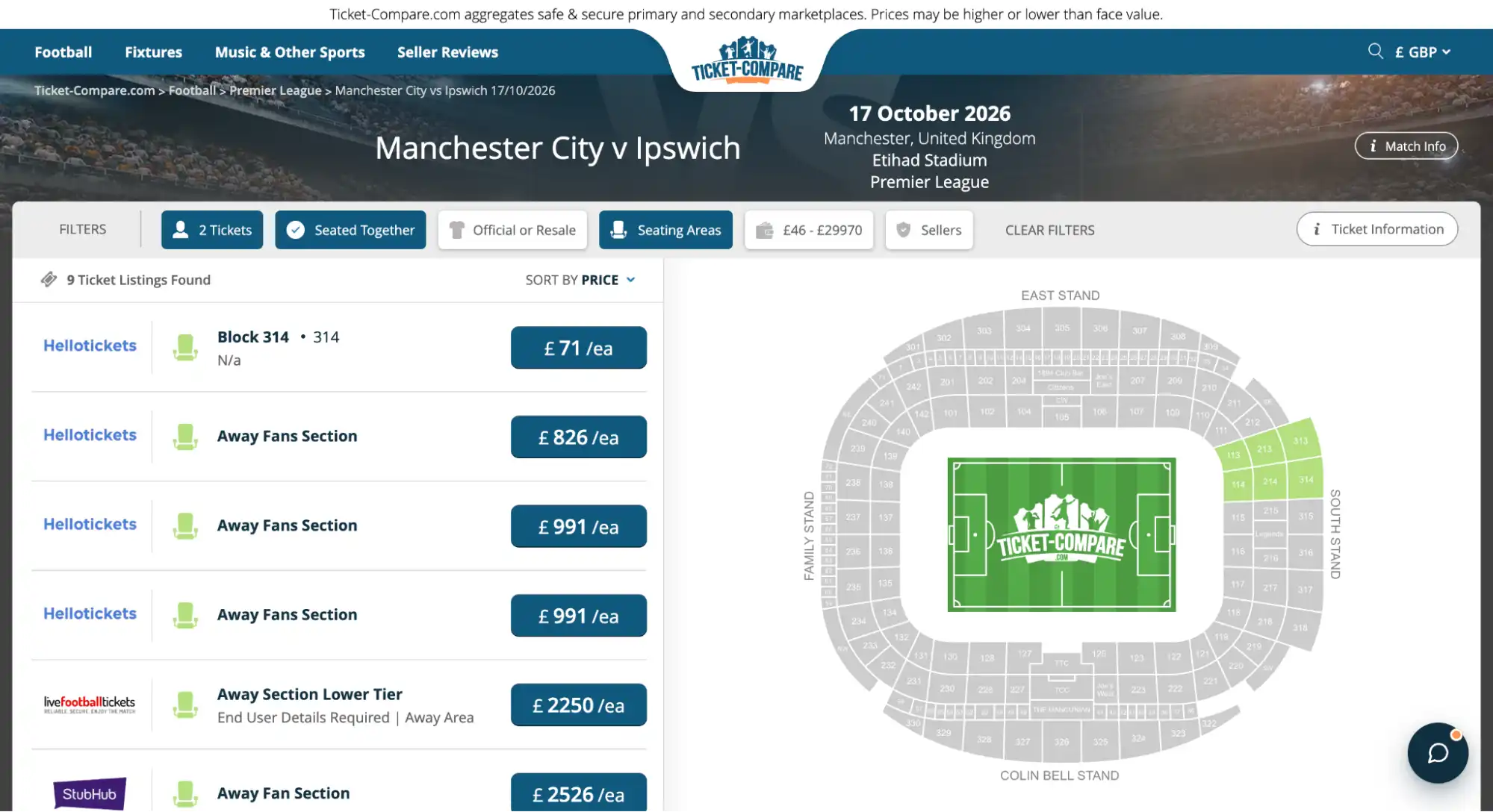 captura de pantalla de partido Manchester City v Ipswich